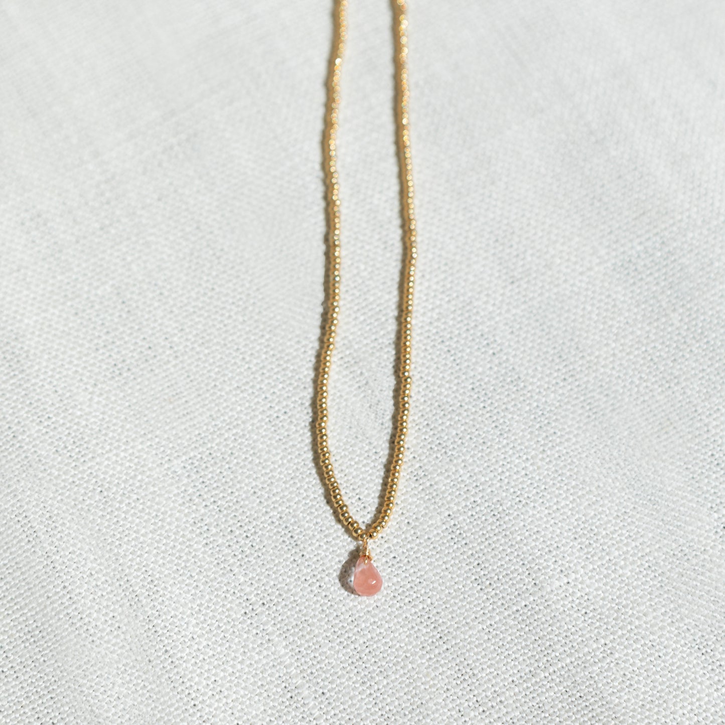 Collier Ras le Cou Goutte Rose