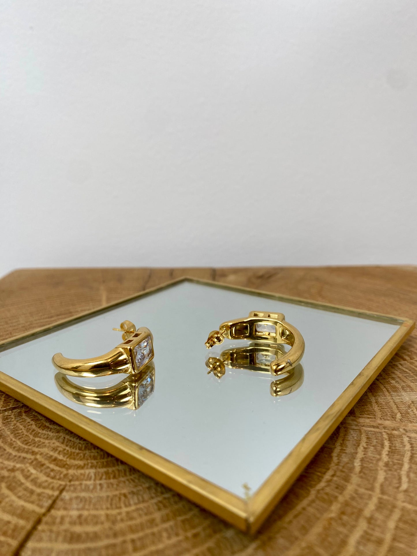 Créoles dorées et pierres rectangles