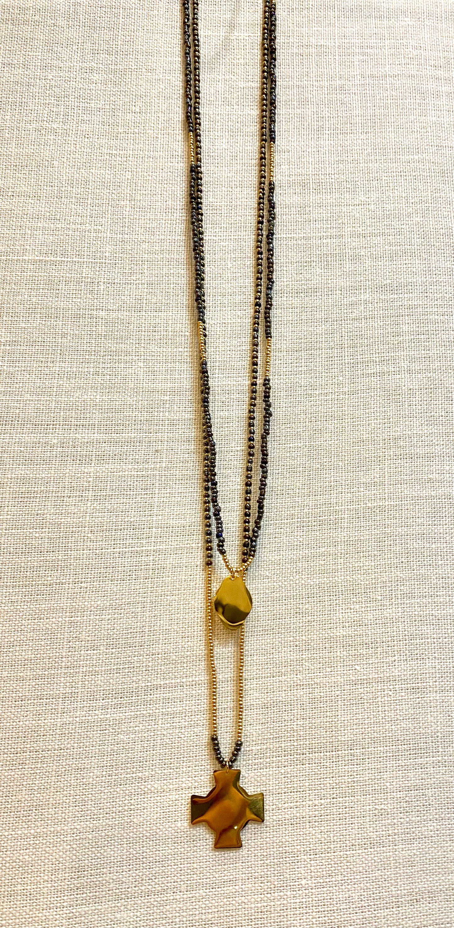 Sautoir Perles Pastille Dorée