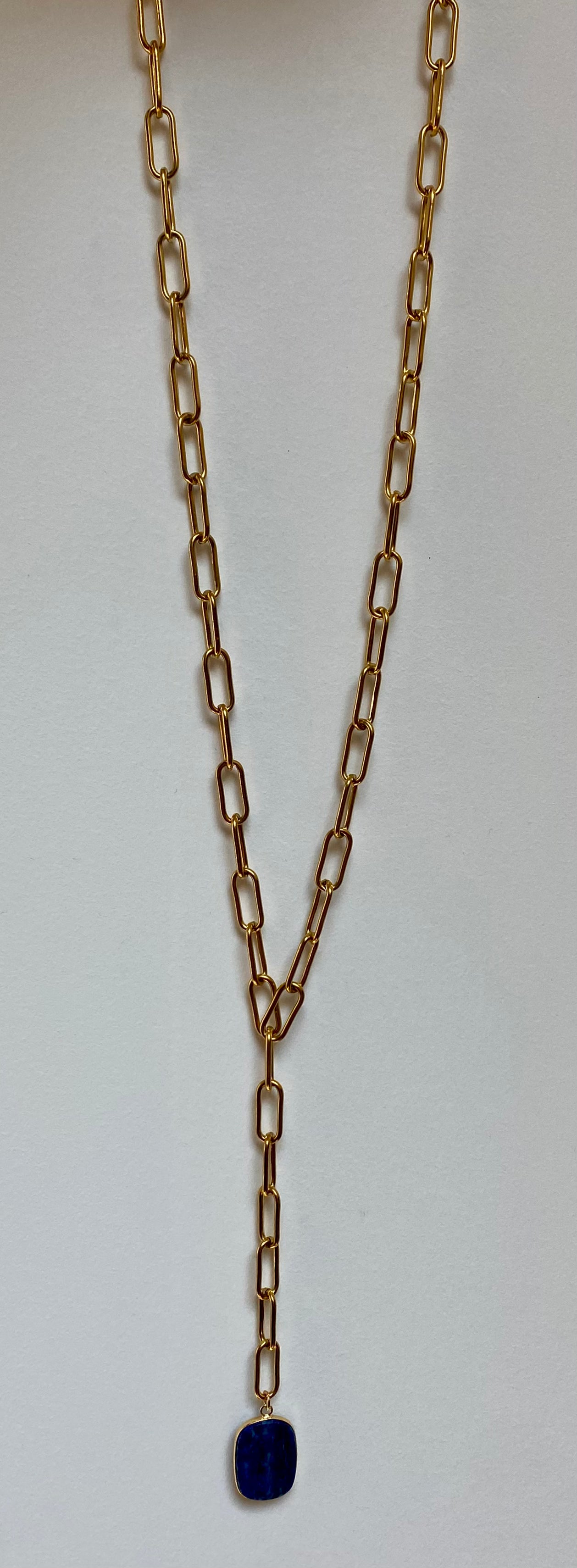 Sautoir Chaine trombone Pierre rectangle