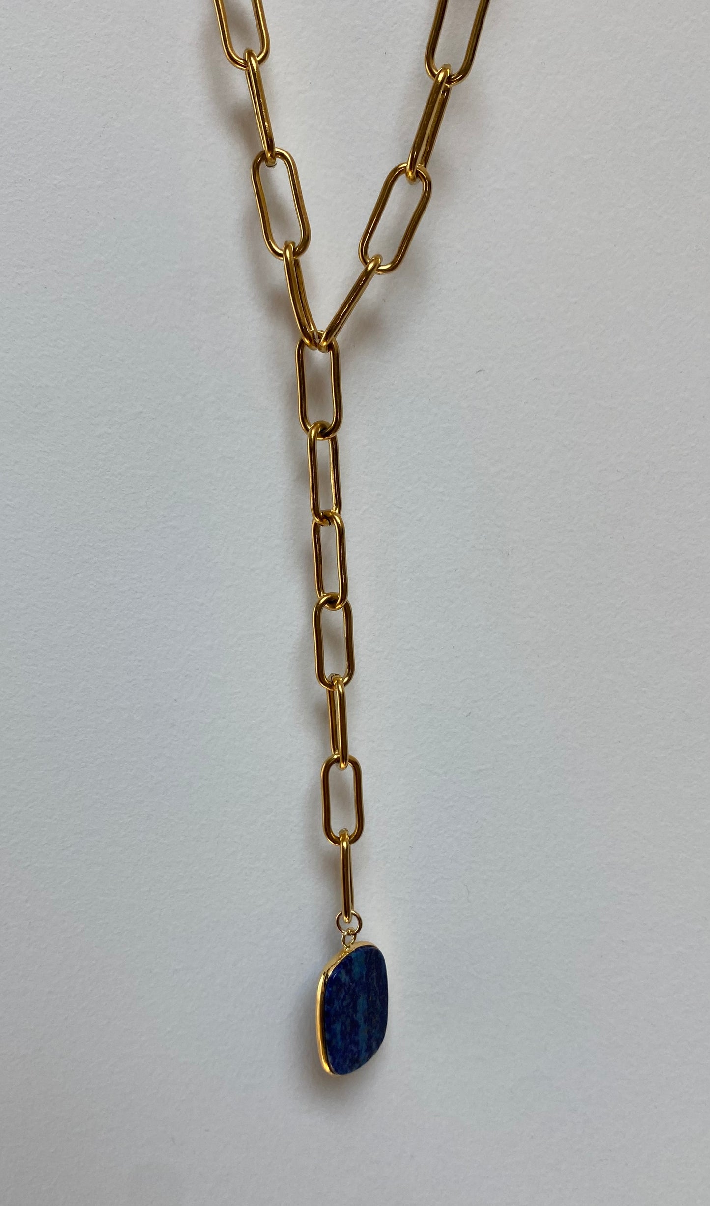 Sautoir Chaine trombone Pierre rectangle
