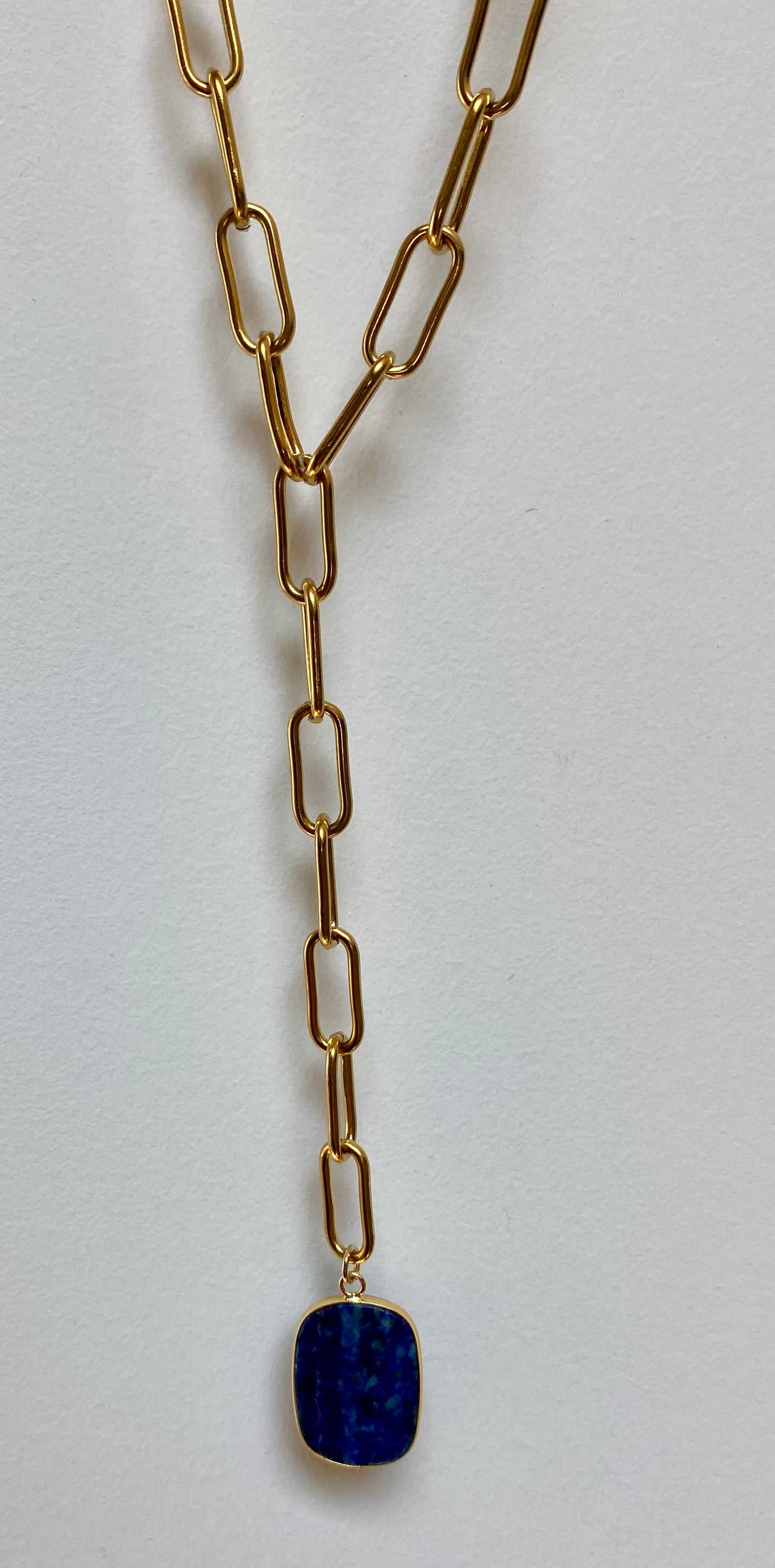 Sautoir Chaine trombone Pierre rectangle