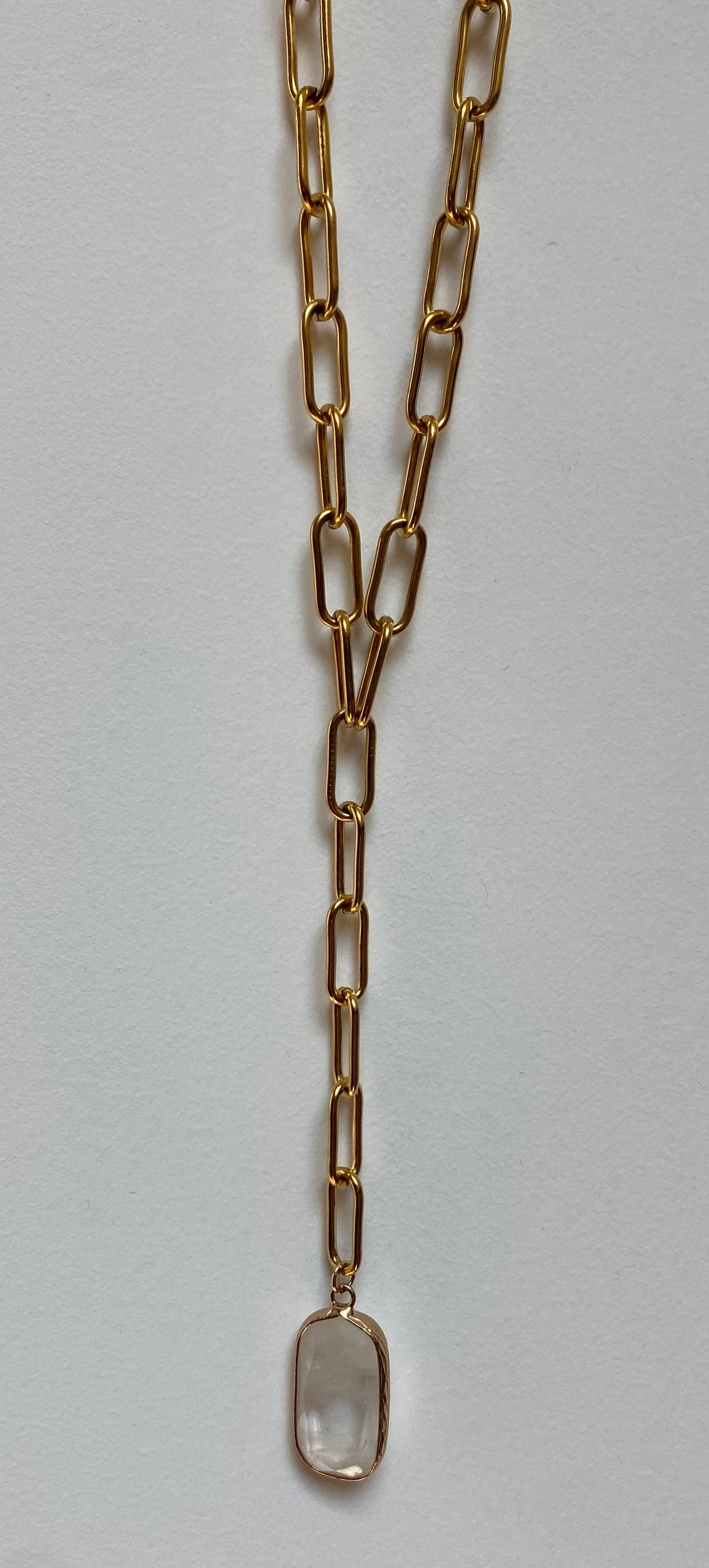 Sautoir Chaine trombone Pierre rectangle