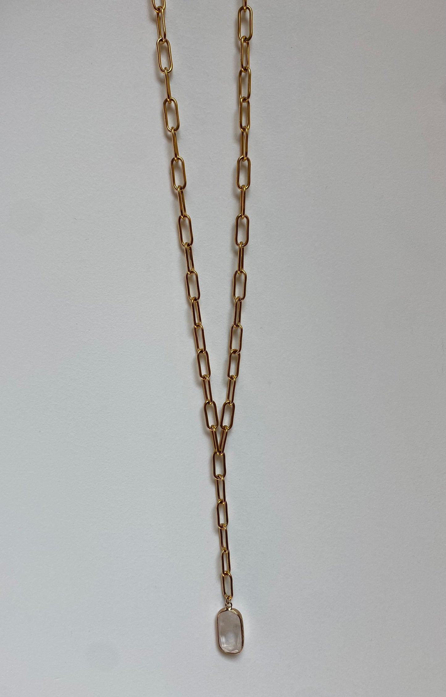 Sautoir Chaine trombone Pierre rectangle