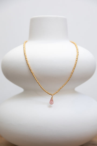 Collier Ras le Cou Goutte Rose