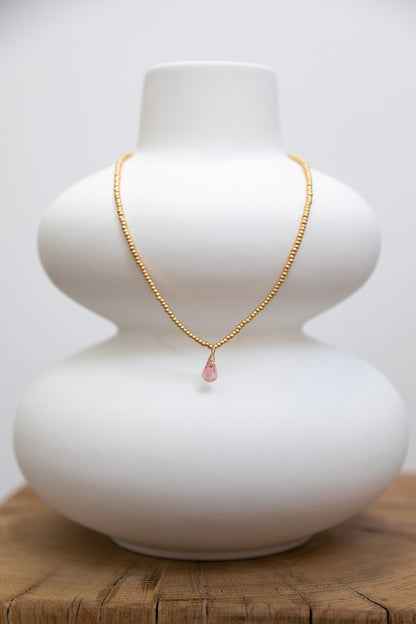 Collier Ras le Cou Goutte Rose