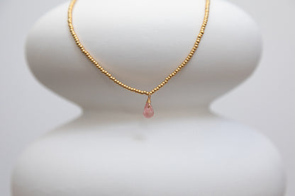 Collier Ras le Cou Goutte Rose