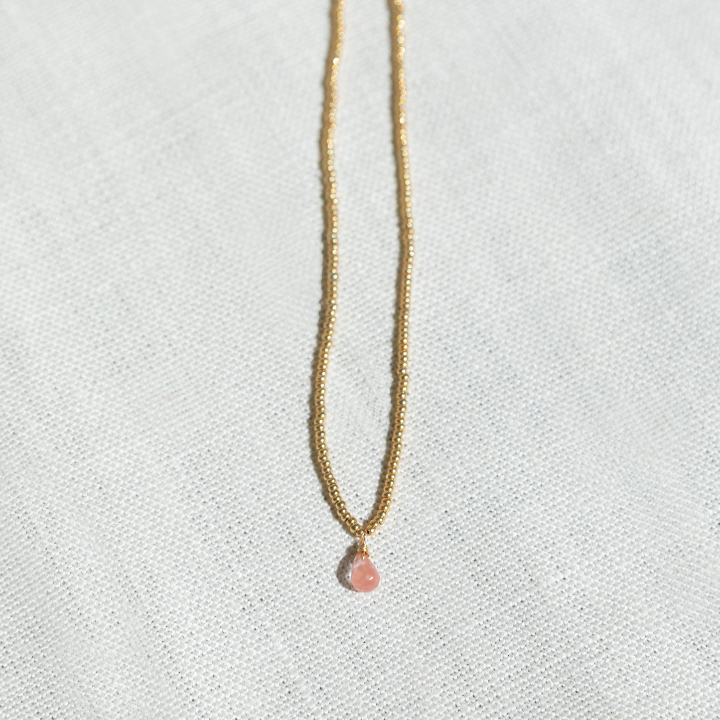 Collier Ras le Cou Goutte Rose