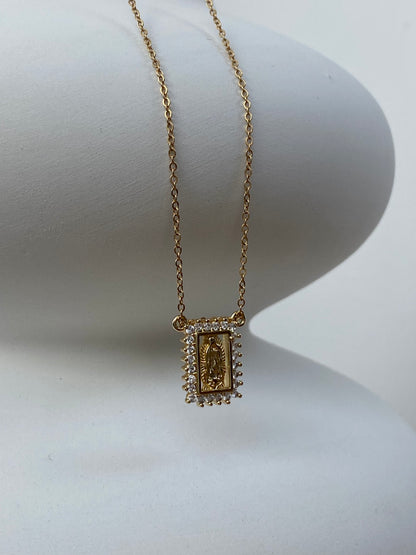 Collier Pendentif Vierge Rectangle