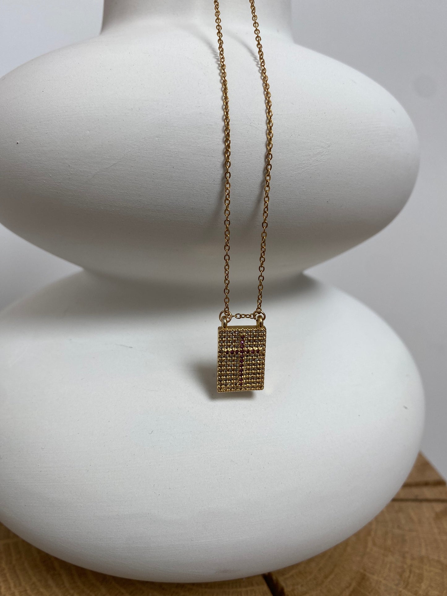 Collier Pendentif Rectangle Croix