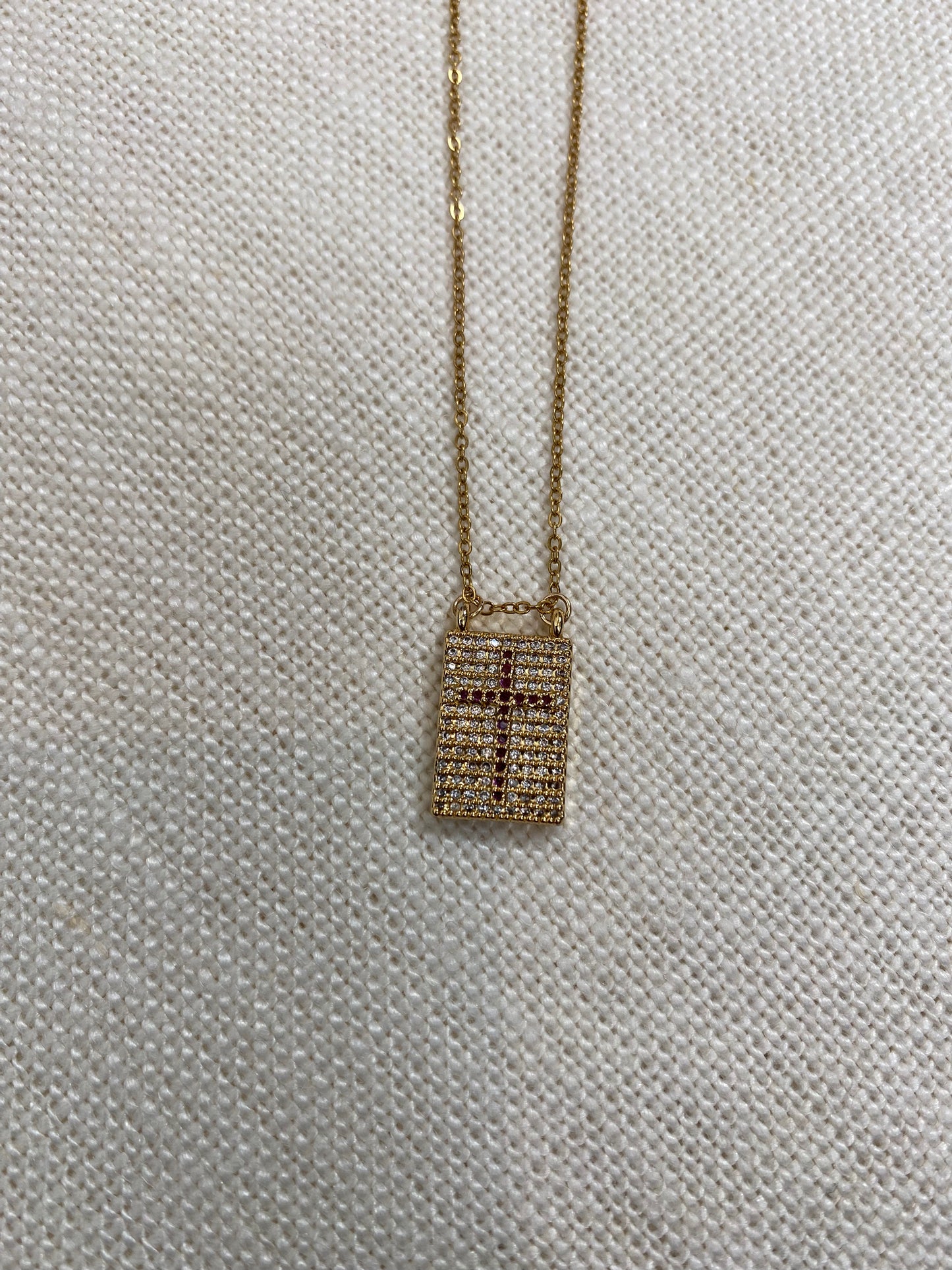 Collier Pendentif Rectangle Croix